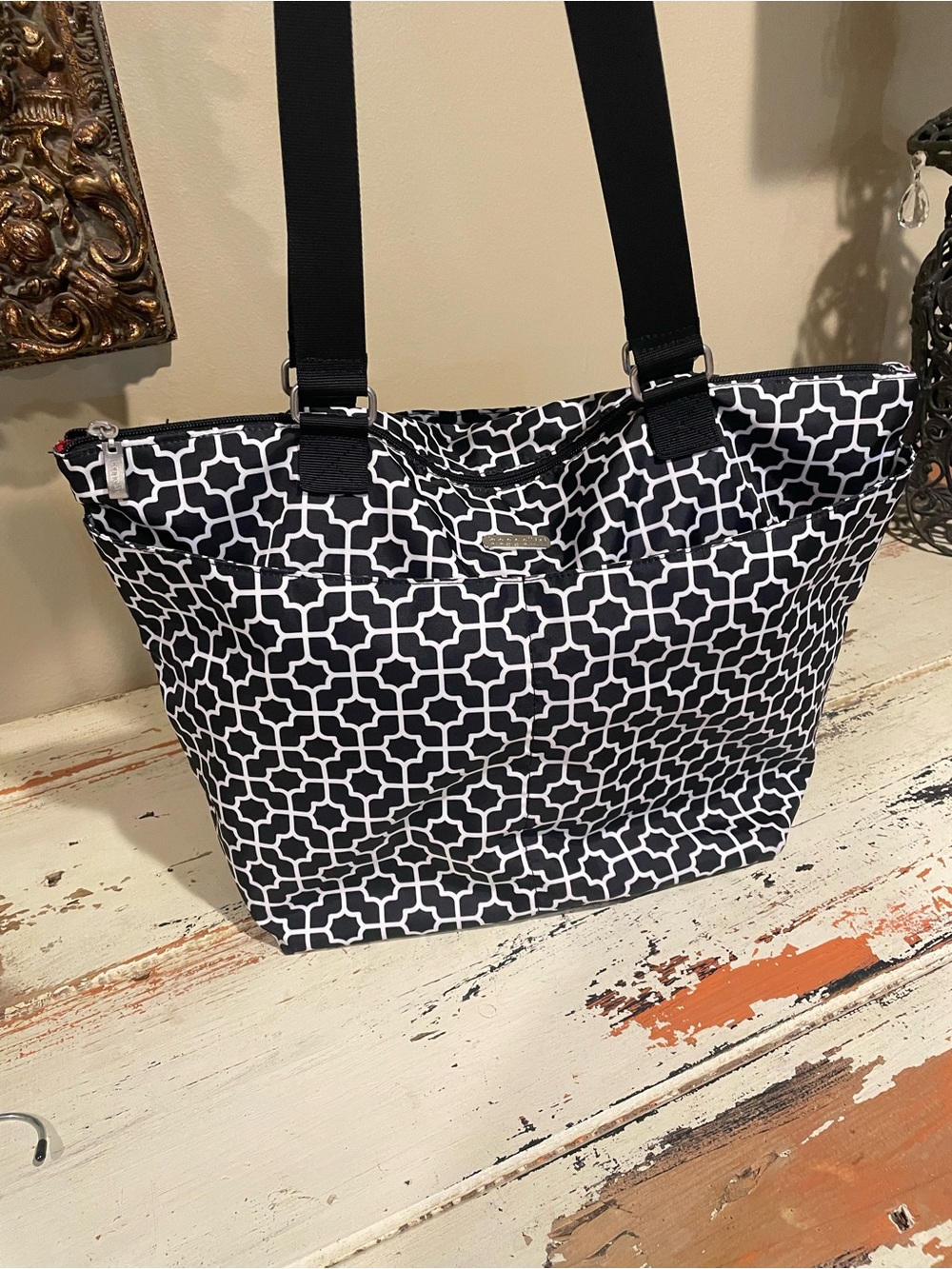 Baggallini Black & White Geometric Tote Bag